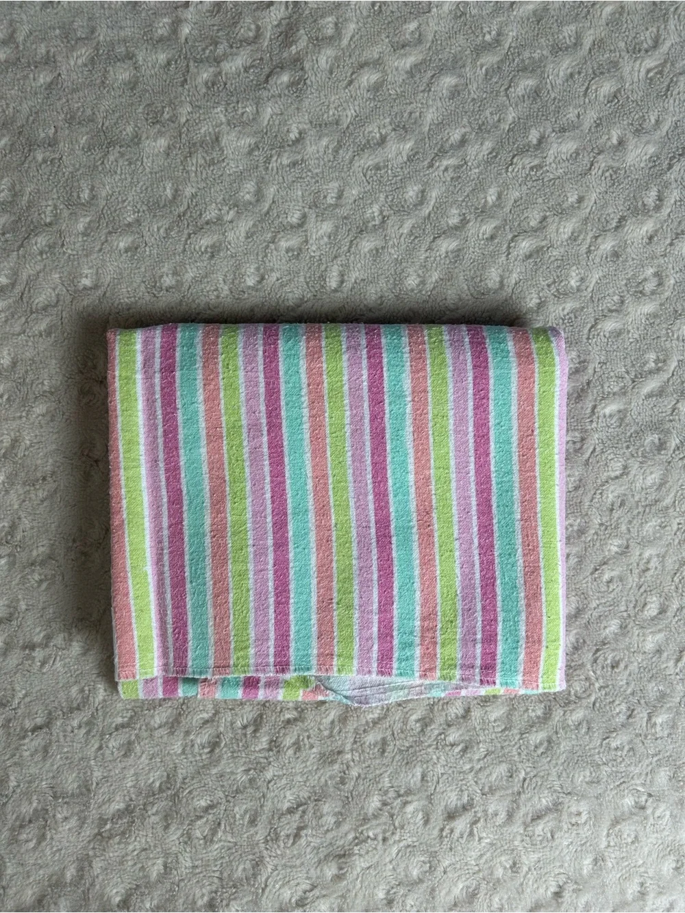 Garanimals Pink Aqua Blue Stripes Baby Receiving Blanket Flannel Green White